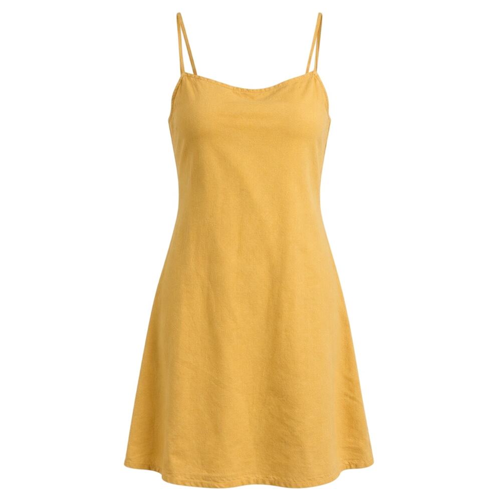 Abercrombie & Fitch Linen Blend Yellow Mini Dress M Y2K Minimalist Slip